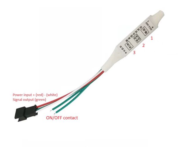 LED controller for one color LED strips WS2811 5-24Vdc, with external switch contacts CONT-IC-MONO