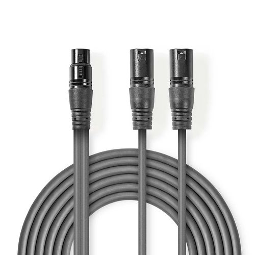 Balanced Audio Cable | 2x XLR 3-Pin Male | XLR 3-Pin Female | Nickel Plated | 1.50 m | Round | PVC | Dark Grey | Carton Sleeve COTH15020GY15