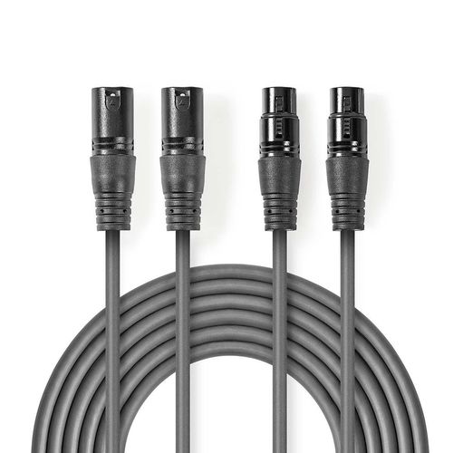 Balanced Audio Cable | 2x XLR 3-Pin Male | 2x XLR 3-Pin Female | Nickel Plated | 0.50 m | Round | PVC | Dark Grey | Carton Sleeve COTH15030GY05