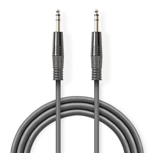 Stereo Audio Cable | 6.35 mm Male | 6.35 mm Male | Nickel Plated | 5.00 m | Round | Dark Grey | Carton Sleeve COTH23020GY50 5412810295258
