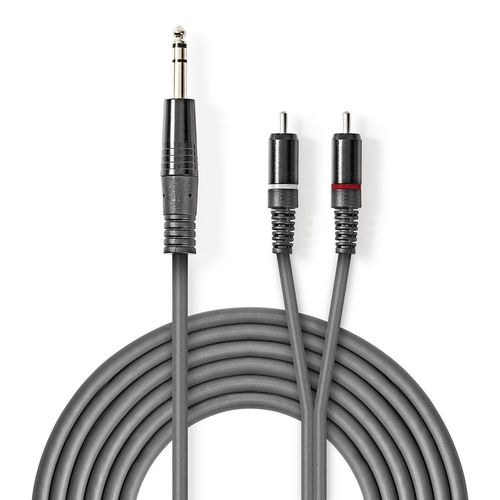 Stereo Audio Cable | 6.35 mm Male | 2x RCA Male | Nickel Plated | 1.50 m | Round | Dark Grey | Carton Sleeve COTH23300GY15 5412810295319