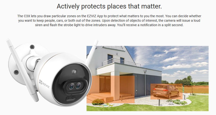 Wi-Fi kamera C3X, 1080p, objektų aptikimas, Color Night Vision, IP67, Micro SD iki 256GB, EZVIZ CS-CV310-C0-6B22WFR 6971744239565