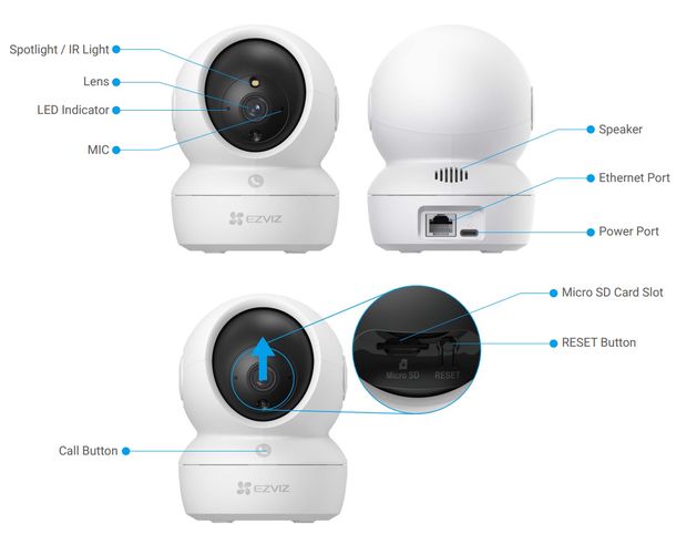 Wi-Fi kamera H6C PRO, 3MP 2K, 360° valdoma, Micro SD iki 512GB, IP20 CS-H6C-3MP 6941545632667