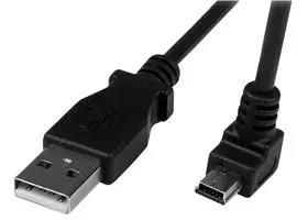 LEAD, USB A-DOWN ANGLE MINI B, 2M BLACK USBAMB2MD