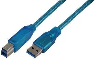 LEAD, USB3.0 AM-BM 2M TRANSPARENT BLUE PSG91169