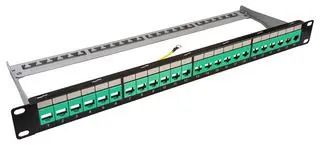 KEYSTONE PATCH PANEL, 1U, 24PORT, GREEN FFK24COLGN