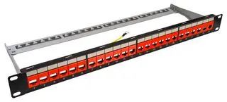 KEYSTONE PATCH PANEL, 1U, 24PORT, RED FFK24COLRD
