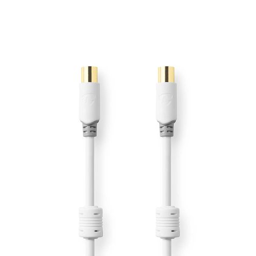 Coax Cable | IEC (Coax) Male | IEC (Coax) Female | Gold Plated | 100 dB | 75 Ohm | Double Shielded | 5.00 m | Round | PVC | White | Box CSBW40015WT50