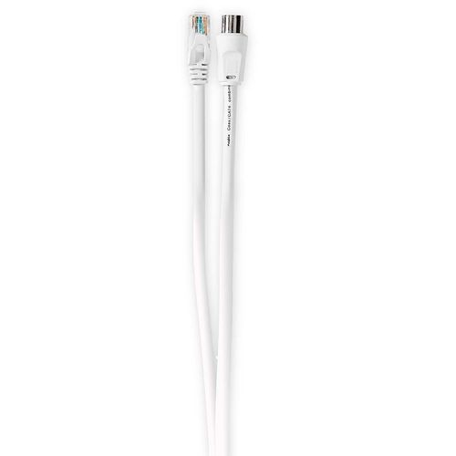 Coax Cat6 Combi Cable | IEC (Coax) Male / RJ45 Male | IEC (Coax) Female / RJ45 Male | Nickel Plated | RG58 | 75 Ohm | Double Shielded | 3.00 m | Round | PVC | White | Box CSGB4500WT30 5412810416646
