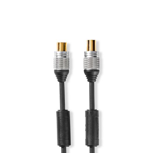 Coax Cable | IEC (Coax) Male | IEC (Coax) Female | Gold Plated | 75 Ohm | Double Shielded | 10.0 m | Round | PVC | Anthracite | Clamshell CSGC40000AT100 5412810314348