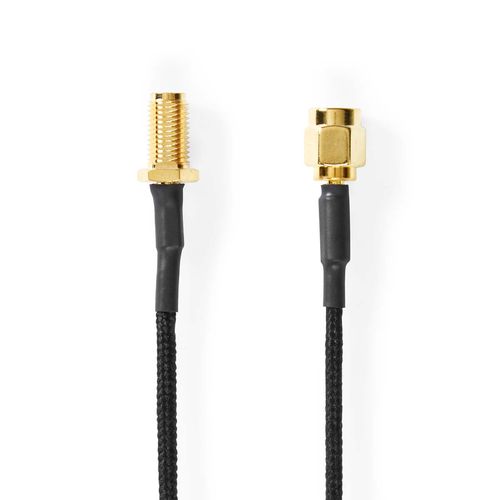 SMA Cable | SMA Female | SMA Male | Gold Plated | 50 Ohm | Single Shielded | 0.50 m | Round | Braided | Black | Label CSGL02020BK05 5412810425471
