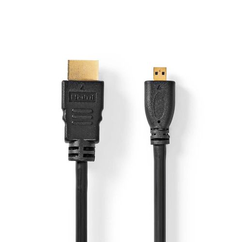 High Speed HDMI™ Cable with Ethernet | HDMI™ Connector | HDMI™ Micro Connector | 4K@30Hz | 10.2 Gbps | 2.00 m | Round | PVC | Black | Label CVGL34700BK20 5412810427130