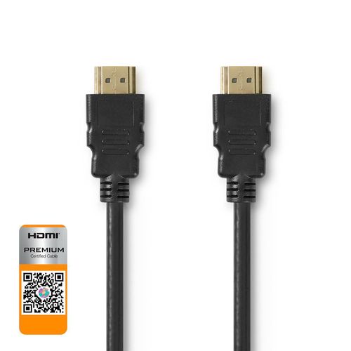 Premium High Speed HDMI™ Cable with Ethernet | HDMI™ Connector | HDMI™ Connector | 4K@60Hz | 18 Gbps | 5.00 m | Round | PVC | Black | Envelope CVGP34050BK50 5412810313693