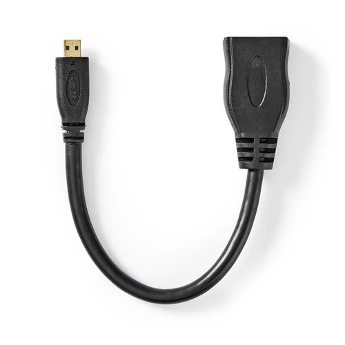 High Speed HDMI™ Cable with Ethernet | HDMI™ Micro Connector | HDMI™ Output | 4K@30Hz | 10.2 Gbps | 0.20 m | Round | PVC | Black | Envelope CVGP34790BK02 5412810264865