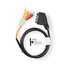 Кабель SCART 21pin SCART plug to 1 phono plug (video) & 2 phono plug (audio) с переключателем IN/OUT 2m CVGT31130BK20 5412810325474
