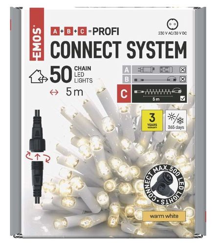 PROFI-CONN CHAIN 50LED 5M-WHITE IP44  WW D2AW02 8592920094518