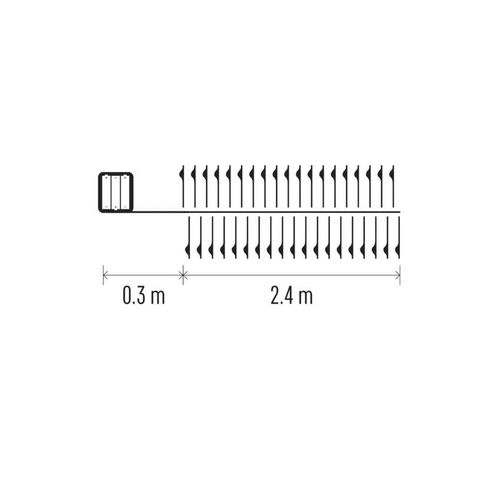 LED girlianda NANO, 4.5Vac (3xAA), 2.4m, 100 x LED, šiltai balta, su laikmačiu, EMOS D3FW01 8592920095164
