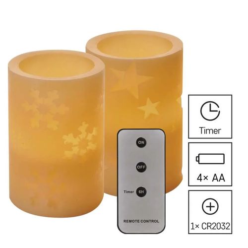 LED decoration – 2× wax candle, 12.5 cm, 2× AA, controller, timer DCCV14 8592920099032