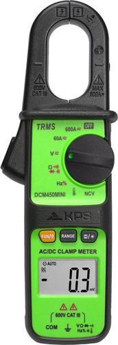 Mini srovės matavimo replės, TRMS, NCV, 600A AC/DC, DC 600V AC/DC, 60Mhz, 60MOm, -20~1000C, KPS DCM450MINI