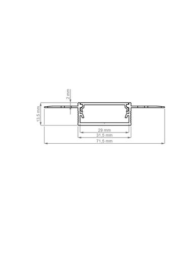 Profilis aliuminis anoduotas LED juostoms, su matiniu dangteliu, priglaistomas, DEOLINE XL 3m DEOLINEXL-OP-3M-S