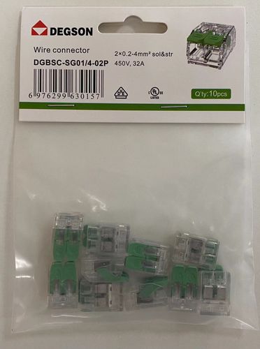 Universali laidų jungtis 2x0.2-4mm² 450V 32A blisteris 10vnt Degson DGBSC-SG01/4-02P-bl 697629930157