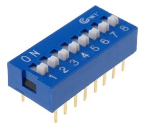 DIP Switch 16 pins, ON-OFF; 0.05A/12VDC, THT DIP/DS-08