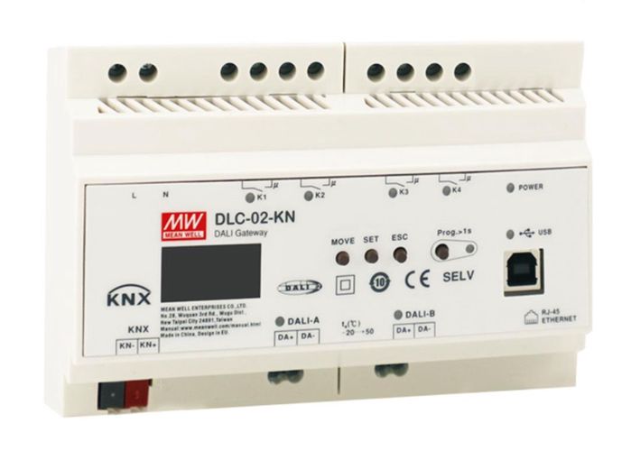 DALI-2 multi -master valdiklis; KNX į DALI išėjimai, MEAN WELL DLC-02-KN