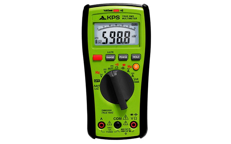 Skaitmeninis multimetras, TRMS, NCV, 1000V AC/DC, 10A AC/DC, 100kHz, 40MOm, 10mF, LoZ, 6000 LCD, KPS DMM3000