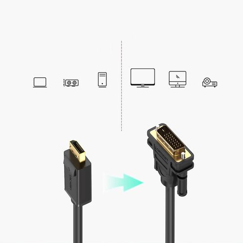 Cable DisplayPort (DP) male - DVI male (24+1) 1920*1080@60Hz 1.5m black DP103 UGREEN UGREEN/10243 6957303812431