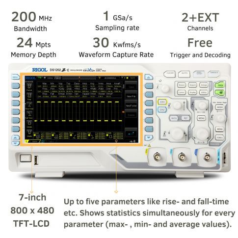 Osciloskopas DS1202Z-E 2 kanalų 200MHz, 1GSa/s ir 24Mpts RIGOL DS1202Z-E
