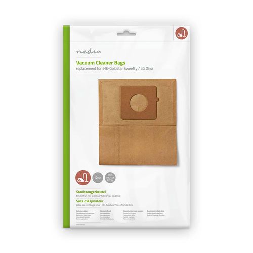 Vacuum Cleaner Bag | 10 pcs | Paper | Most sold for: HE-Goldstar Sweefty / LG Dino | Brown DUBG110HOL10