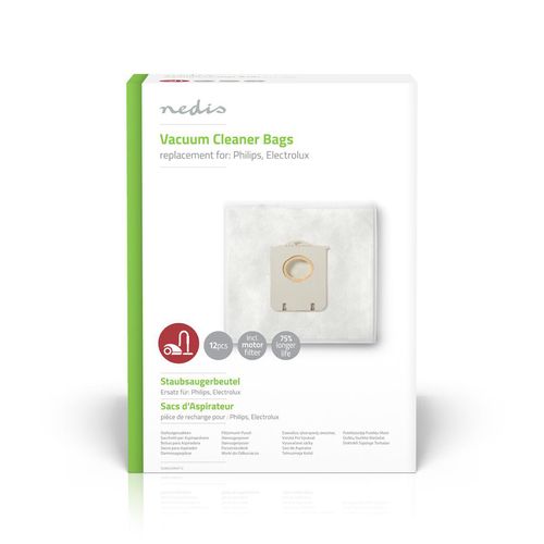Vacuum Cleaner Bag | 12 pcs | Synthetic | Most sold for: Philips / Electrolux | White DUBG220AEP12 5412810292981