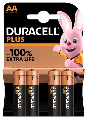 Šarminė baterija LR6 (MN1500/AA) 1.5V Duracell 100% Plus Power (4vnt blisteryje) R6A/DUR/U/PLUS-BL4
