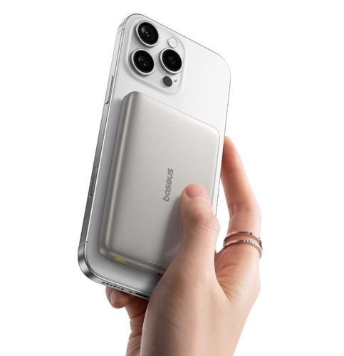 LiPo išorinis akumuliatorius (PowerBank) 10000mAh 27W su bevieliu QI2, magnetiniu laikikliu Magsafe Titanium Ultra-slim PicoGo AM41BASEUS E0027203 6932172691684