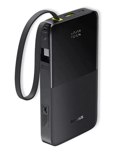 LiPo išorinis akumuliatorius (PowerBank) 10000mAh 22.5W USB + USB-C su integruotu USB-C kabeliu EnerFill Bipow2 juodas BASEUS E0027600 6932172691875