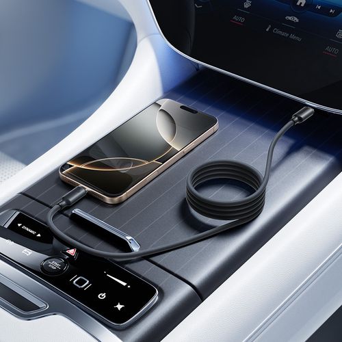 Кабель USB C plug - USB C plug, 1м 100Вт магнитный вспененный силикон, черный BASEUS E0426D00 6932172694326