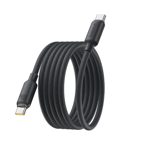 Kabelis USB C - USB C 1m 100W magnetinis, porėto silikono izoliacija, juodas BASEUS E0426D00 6932172694326