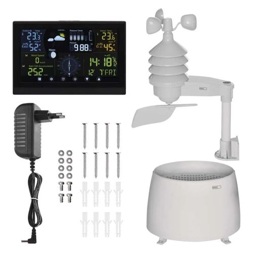 Belaidė orų stotelė su kritulių ir vėjo jutikliais, juoda E6016 8592920081235