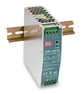 150W single output DIN rail power supply 24V 6.5A, MEAN WELL EDR-150-24