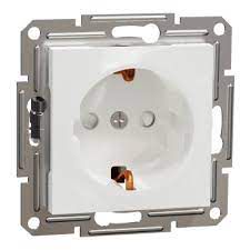 Asfora - single socket outlet with side earth - 16A shutters white w/o frame EPH2970221