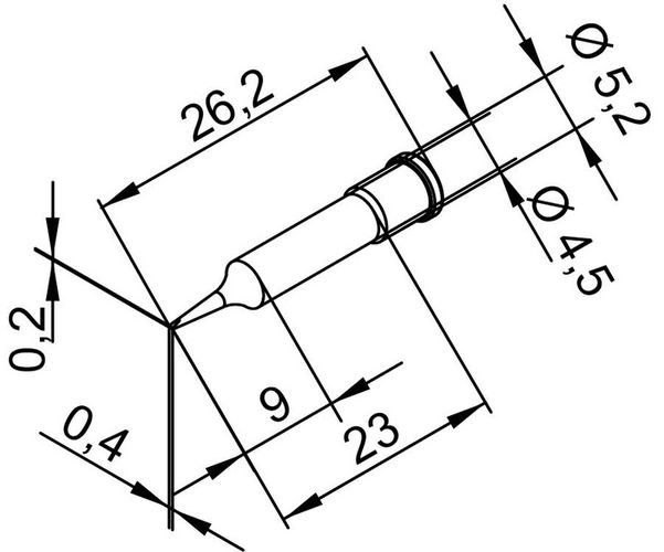 Antgalis ERSADUR, 0.4 mm/0.016in, lituokliui ERSA ER0102CDLF04 4003008086515