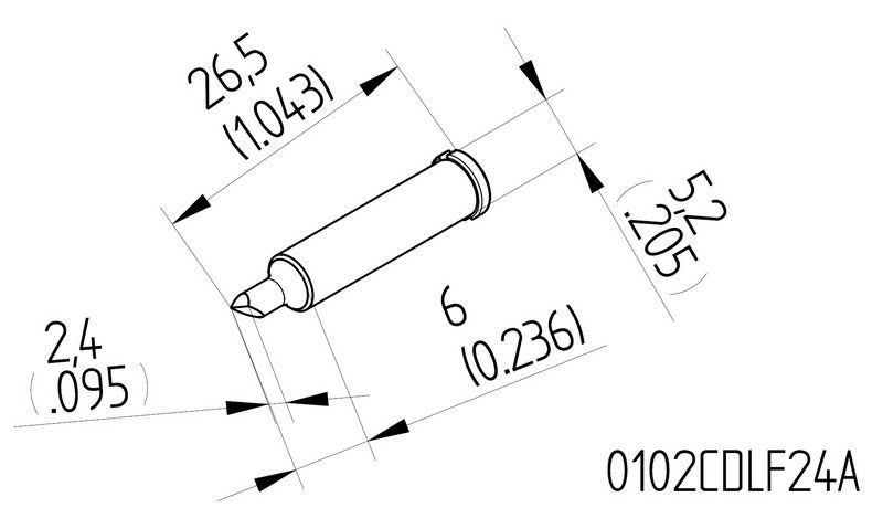 Паяльное жало ERSADUR, 2,4 мм / 0,094 дюйма, ERSA ER0102CDLF24A 4003008100594