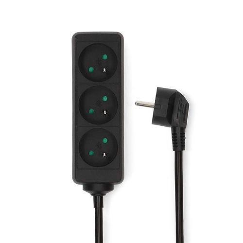 Extension Socket | Type E (CEE 7/6) | 3-Way | 1.50 m | 3680 W | 16 A | Kind of grounding: Side Contacts | 230 V AC 50/60 Hz | Socket angle: 45 ° | H05VV-F 3G1.5mm² | Black ESOC315E1BK 5412810465842