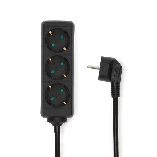 Extension Socket | Type F (CEE 7/7) | 3-Way | 1.50 m | 3680 W | 16 A | Kind of grounding: Side Contacts | 230 V AC 50/60 Hz | Socket angle: 45 ° | H05VV-F 3G1.5mm² | Black ESOC315F1BK 5412810465828
