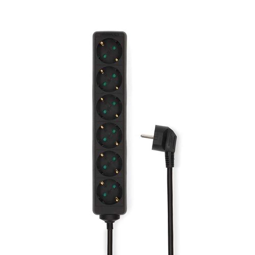 Extension Socket | Type F (CEE 7/7) | 6-Way | 1.50 m | 3680 W | 16 A | Kind of grounding: Side Contacts | 230 V AC 50/60 Hz | Socket angle: 45 ° | H05VV-F 3G1.5mm² | Black ESOC615F1BK 5412810465965