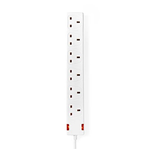 Extension Socket | Type G | 6-Way | 3.00 m | 3120 W | 13 A | Kind of grounding: UK Plug Earth pin | 230 V AC 50/60 Hz | Socket angle: 90 ° | H05VV-F 3G1.5mm² | White EXS630G1WT 5412810305407