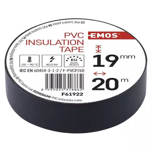 Electrical Insulation Tape PVC 0.13x19mm (20m), Black F61922 8595025318862; 8595025342409