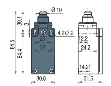 Galinės padėties jungiklis su šerdimi FM 508-M2K23, Pizzato FM-508-M2K23