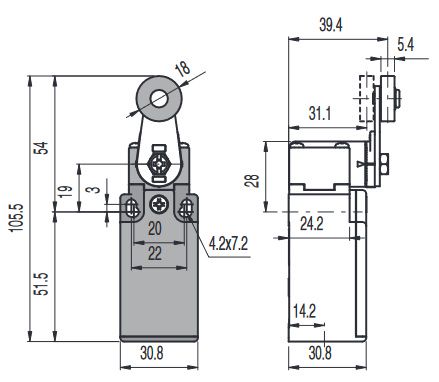 Position switch with roller lever FR 531, Pizzato FR-531 8018851037436