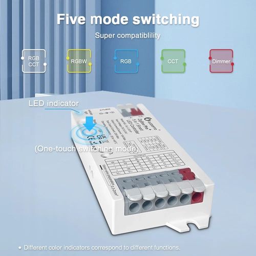 LED valdiklis ZigBee PRO+ RF, 12-24Vdc, 15A/CH, 20A MAX, RGB, RGBW, RGB+CCT, CCT, DIM, PUSH-DIM GL-C-201P 6978699220068